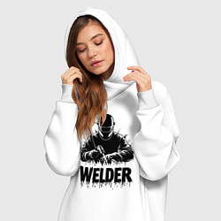 Женское худи-платье Газосварщик, цвет: белый — фото 2