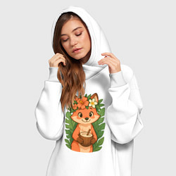 Женское худи-платье Тропическая лисичка, цвет: белый — фото 2