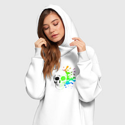 Женское худи-платье Не стань серой массой - череп, цвет: белый — фото 2