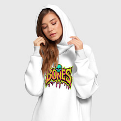 Женское худи-платье Bones стекающая краска, цвет: белый — фото 2