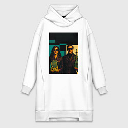 Женская толстовка-платье Мужчина и девушка с гаджетами ретрофутуризм поп-ар