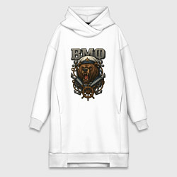 Женское худи-платье ВМФ медведь, цвет: белый