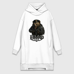 Женское худи-платье ВМФ медведь пехотинец, цвет: белый