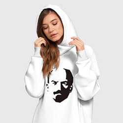 Женское худи-платье Владимир Ленин абстрактный портрет, цвет: белый — фото 2
