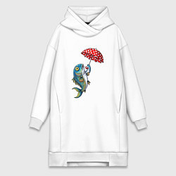 Женская толстовка-платье Карп на зонтике