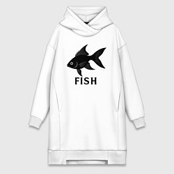 Женская толстовка-платье Черная рыба