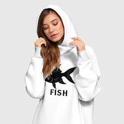 Женское худи-платье Черная рыба, цвет: белый — фото 2