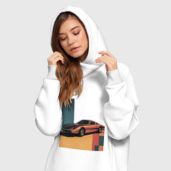 Женское худи-платье Ретрофутуризм спорткар поп-арт 1970-е, цвет: белый — фото 2