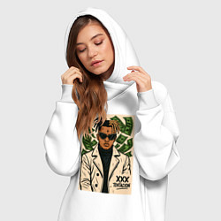 Женское худи-платье XXXTentacion и доллары, цвет: белый — фото 2