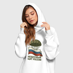 Женское худи-платье Небесный щит России, цвет: белый — фото 2
