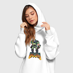 Женское худи-платье Doom солдат марса, цвет: белый — фото 2