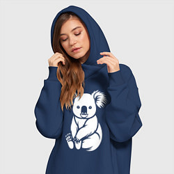 Женское худи-платье Коала в стиле минимализм, цвет: тёмно-синий — фото 2