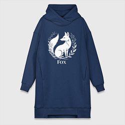 Женское худи-платье Лисий герб с венком, цвет: тёмно-синий