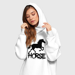 Женское худи-платье Лошадь граффити, цвет: белый — фото 2