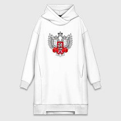 Женское худи-платье Федерация бокса России - логотип, цвет: белый
