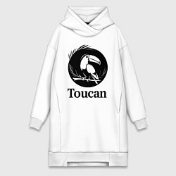 Женское худи-платье Тукан в круге, цвет: белый