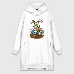Женская толстовка-платье Заяц яростно сажает грядки