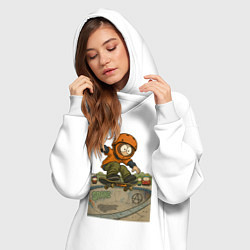 Женское худи-платье Кенни - прыжок на скейте, цвет: белый — фото 2