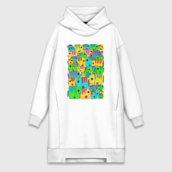 Женское худи-платье Яркие тропические рыбки, цвет: белый