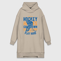 Женское худи-платье Хоккеист, цвет: миндальный