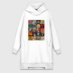 Женское худи-платье Элизиум - обложки, цвет: белый