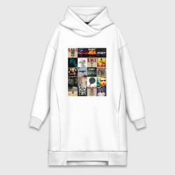 Женское худи-платье Skillet - обложки, цвет: белый