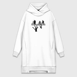 Женское худи-платье Очень странные дела параллельный мир, цвет: белый