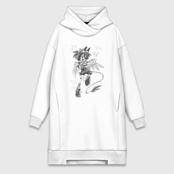 Женская толстовка-платье Девочка-айдол грифон - чёрно-белая