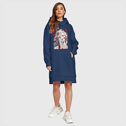 Женское худи-платье Клинок, рассекающий демонов Даки, цвет: тёмно-синий — фото 2