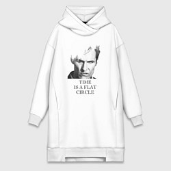 Женское худи-платье Time is a flat circle - true detective, цвет: белый