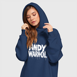 Женское худи-платье Энди Уорхол надпись, цвет: тёмно-синий — фото 2
