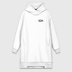 Женское худи-платье Спаси и сохрани фигурный текст, цвет: белый