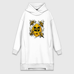 Женское худи-платье Wu-tang clan пчелки, цвет: белый