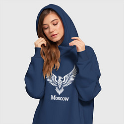 Женское худи-платье Москва белый орел, цвет: тёмно-синий — фото 2