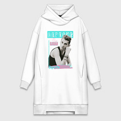 Женское худи-платье Depeche Mode Dave Gahan - 80s style, цвет: белый