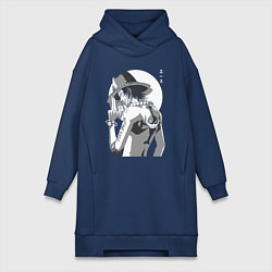 Женское худи-платье One piece Луффи взрослый, цвет: тёмно-синий