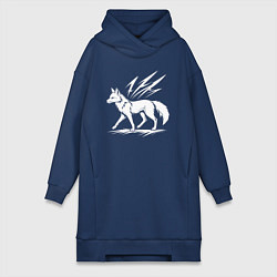 Женское худи-платье Лисица с молниями, цвет: тёмно-синий