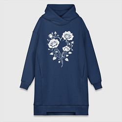 Женское худи-платье Сердце из роз, цвет: тёмно-синий