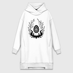Женская толстовка-платье Пасхальное кролики и яйцо