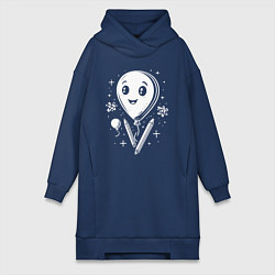 Женское худи-платье Воздушный шарик и карандаши, цвет: тёмно-синий
