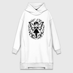 Женское худи-платье Фея в орнаменте, цвет: белый