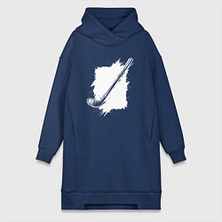 Женское худи-платье Хоккейная клюшка в квадрате, цвет: тёмно-синий