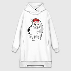 Женское худи-платье Мемный кот Бендер - 2026, цвет: белый