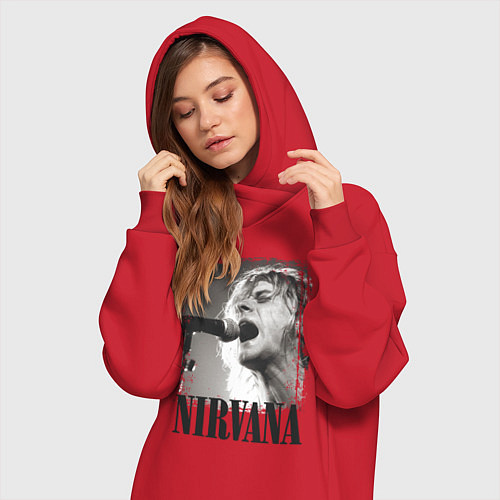 Женская толстовка-платье Кобейн поет / Красный – фото 3