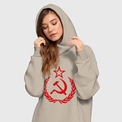 Женское худи-платье СССР герб, цвет: миндальный — фото 2