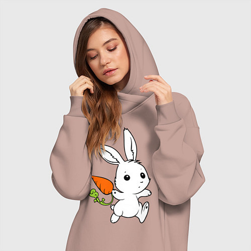 Женская толстовка-платье Зайка с морковкой / Пыльно-розовый – фото 3