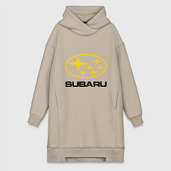 Женское худи-платье Subaru Logo, цвет: миндальный