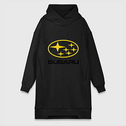 Женское худи-платье Subaru Logo, цвет: черный