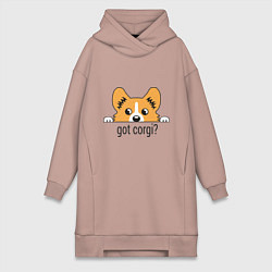 Женское худи-платье Got Corgi, цвет: пыльно-розовый