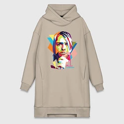 Женское худи-платье Kurt Cobain: Colors, цвет: миндальный